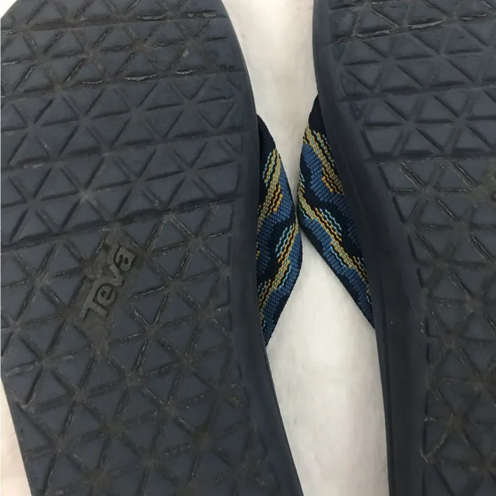 Teva Black Blue Kids Sz 4 Slipper Thongs Sandals Foam Comfy Slip On Flip Flop